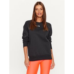 Under Armour Pulóver Ua Rival Fleece Crew 1379508 Fekete Loose Fit