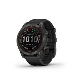 Garmin fenix 7 Pro Sapphire Solar Carbon Grey DLC Titánium fekete szilikon szíjjal pulzusmérő óra