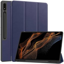 LEATHER Flip tok Samsung Galaxy Tab S9 Ultra / Tab S10 Ultra sötétkék készülékhez