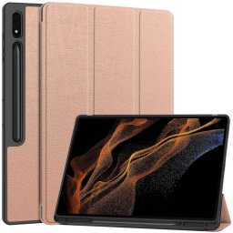 LEATHER Flip tok Samsung Galaxy Tab S9 Ultra / Tab S10 Ultra rozé aranyhoz