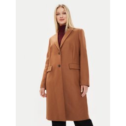 Tommy Hilfiger Gyapjú kabát WW0WW39753 Barna Regular Fit