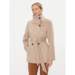 Tommy Hilfiger Gyapjú kabát WW0WW39754 Bézs Regular Fit