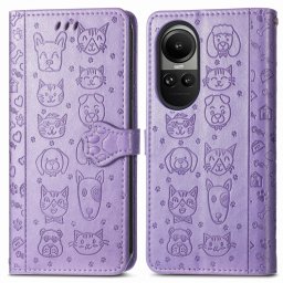 CUTE CAT pénztárcavédő Oppo Reno10 5G / Reno10 Pro 5G lila