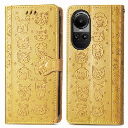 CUTE CAT pénztárcavédő Oppo Reno10 5G / Reno10 Pro 5G sárga