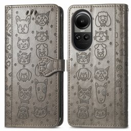 CUTE CAT pénztárcavédő Oppo Reno10 5G / Reno10 Pro 5G szürke