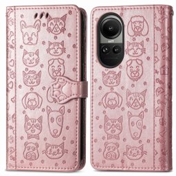 CUTE CAT pénztárca huzat Oppo Reno10 5G / Reno10 Pro 5G rose gold