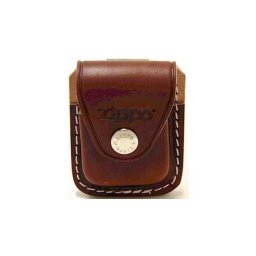 LPCB Zippo öngyújtó tartó, barna bőr, fém csipeszes