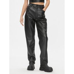 Tommy Jeans Műbőr nadrág Julie DW0DW16945 Fekete Straight Fit