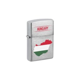 200-107332 Zippo öngyújtó szálcsiszolt króm, Magyarország térkép