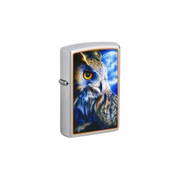 205-107310 Zippo öngyújtó szatén króm, bagoly, Mazzi