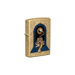 48613 Zippo öngyújtó sárgaréz, tigris tetoválás