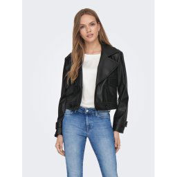 ONLY Műbőr dzseki 15293027 Fekete Regular Fit