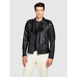 Sisley Műbőr dzseki 21DYSN02G Fekete Regular Fit
