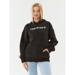 Converse Pulóver Wordmark Fleece Hoodie Emb 10025690-A06 Fekete Regular Fit