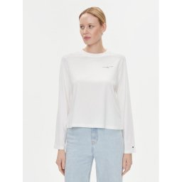 Tommy Hilfiger Blúz Mini Corp Logo WW0WW39784 Ekru Relaxed Fit