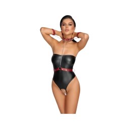Cottelli Bondage - fényes body és kar bilincs (fekete)