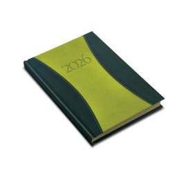 Zsebnaptár álló Prémium B/6, heti krémszínű lapokkal zöld Realsystem 2027.