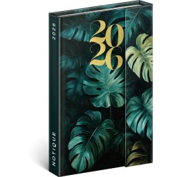 Határidőnapló mágnessel záródó, krémszínű lapokkal Monstera 110×160 mm, Presco