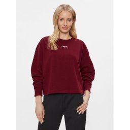 Tommy Jeans Pulóver Ess Logo DW0DW16393 Bordó Cropped Fit