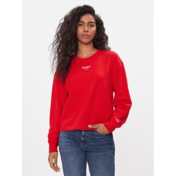 Tommy Jeans Pulóver Ess Logo DW0DW16393 Piros Cropped Fit