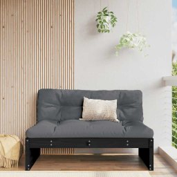 vidaXL fekete tömör fenyőfa középső kanapé 120 x 80 cm
