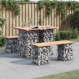 vidaXL tömör fenyőfa kerti asztal gabion mintával 100 x 70 x 72 cm