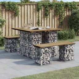 vidaXL gabion mintás kerti asztal impregnált fenyőfa 100 x 102 x 72 cm