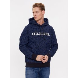 Tommy Hilfiger Pulóver Aop Monogram MW0MW32703 Sötétkék Regular Fit