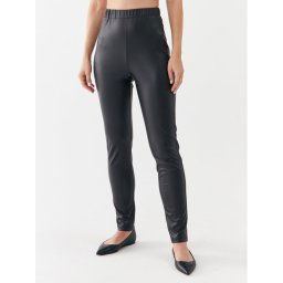 Max Mara Leisure Műbőr nadrág Zefir 23378601 Fekete Slim Fit