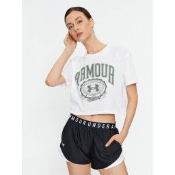 Under Armour Póló Ua Collegiate Crest Crop Ss 1379402 Fehér Loose Fit