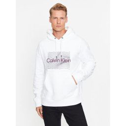 Calvin Klein Pulóver Wave Lines Hero K10K112774 Fehér Regular Fit