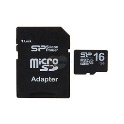 Silicon Power Micro SDHC Class10 16GB + adater memóriakártya