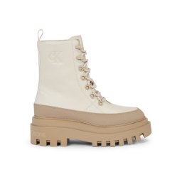 Calvin Klein Jeans Bokacsizma Flatform Lace Up Boot Lth YW0YW01110 Bézs