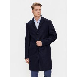 Calvin Klein Gyapjú kabát K10K110462 Sötétkék Regular Fit
