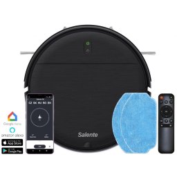 Salente R2, robotporszívó, víztörlés, töltőállomás, fekete színű