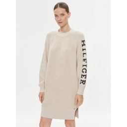 Tommy Hilfiger Kötött ruha WW0WW39375 Bézs Relaxed Fit