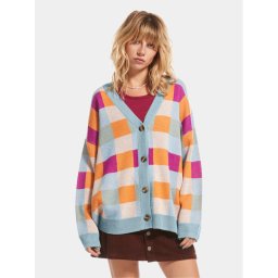 Roxy Kardigán Small Slow Chec Swtr ERJSW03578 Kék Regular Fit