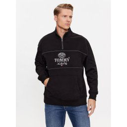 Tommy Jeans Pulóver Luxe Athletic DM0DM17800 Fekete Relaxed Fit