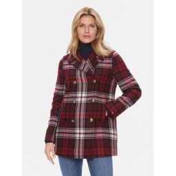 Tommy Hilfiger Átmeneti kabát Tartan WW0WW40256 Piros Regular Fit