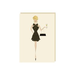 Üdvözlőlap Borítékkal - Chic Lady - Polka Dot Dress