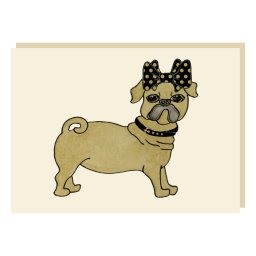 Üdvözlőlap Borítékkal - Chic Dog - Pug