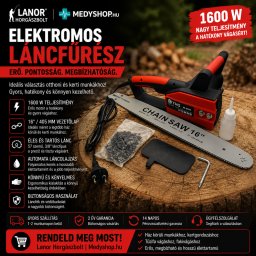 THO elektromos láncfűrész 16 colos 2400 W - fekete/piros (M-6004)