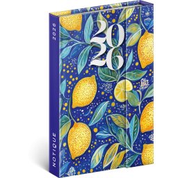 Határidőnapló mágnessel záródó, krémszínű lapokkal Lemons 110×160 mm, Presco