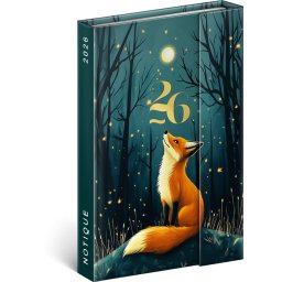 Határidőnapló mágnessel záródó, krémszínű lapokkal Fox 110×160 mm, Presco