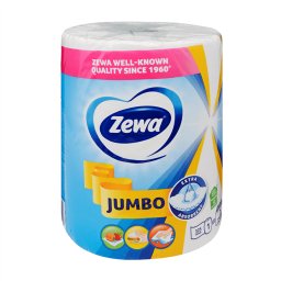 Papírtörlő konyhai 2 rétegű átmérő: 18 cm 325 lap/76,1 méter/tekercs 1 tekercs/csomag Zewa Jumbo_fehér