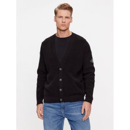 Calvin Klein Jeans Kardigán Badge Skater J30J324327 Fekete Relaxed Fit