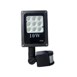 10W SMD LED PIR mozgásérzékelős Speciális reflektor fényvető hideg fehér SLIM Kültéri spotlámpa IP66 - L