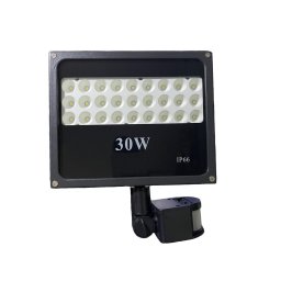 30W SMD LED PIR mozgásérzékelős Speciális reflektor fényvető hideg fehér SLIM Kültéri spotlámpa IP66 - L