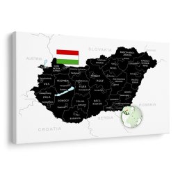 Kép stílusos fekete Magyarország térképe