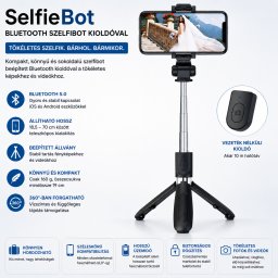 SelfieBot Bluetooth szelfibot kioldóval - fekete
